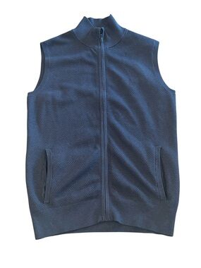 Harrison Davis dark gray sleeveless zip up knit vest with front pockets, M.